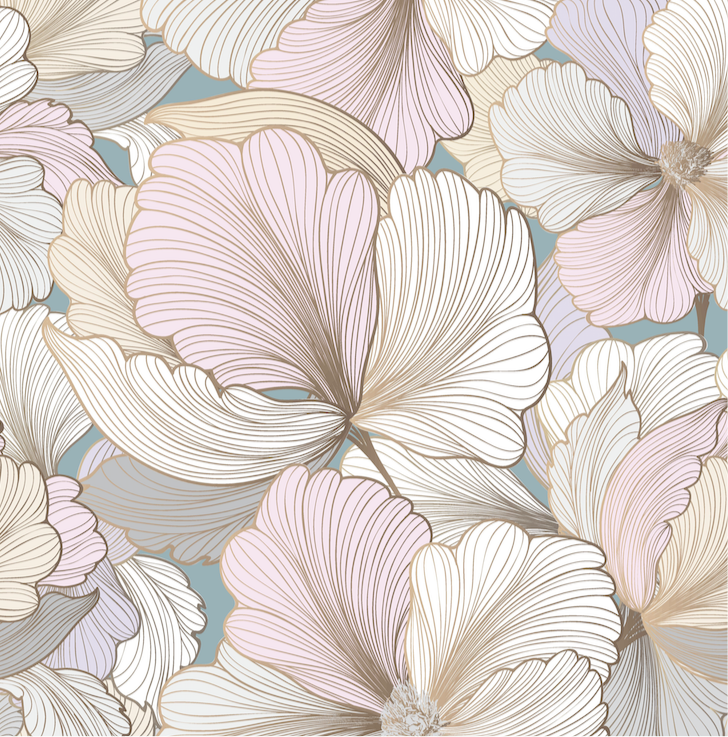 Printed Faux Leather - Pastel Flowers -PFLPF - 50cm x 140cm