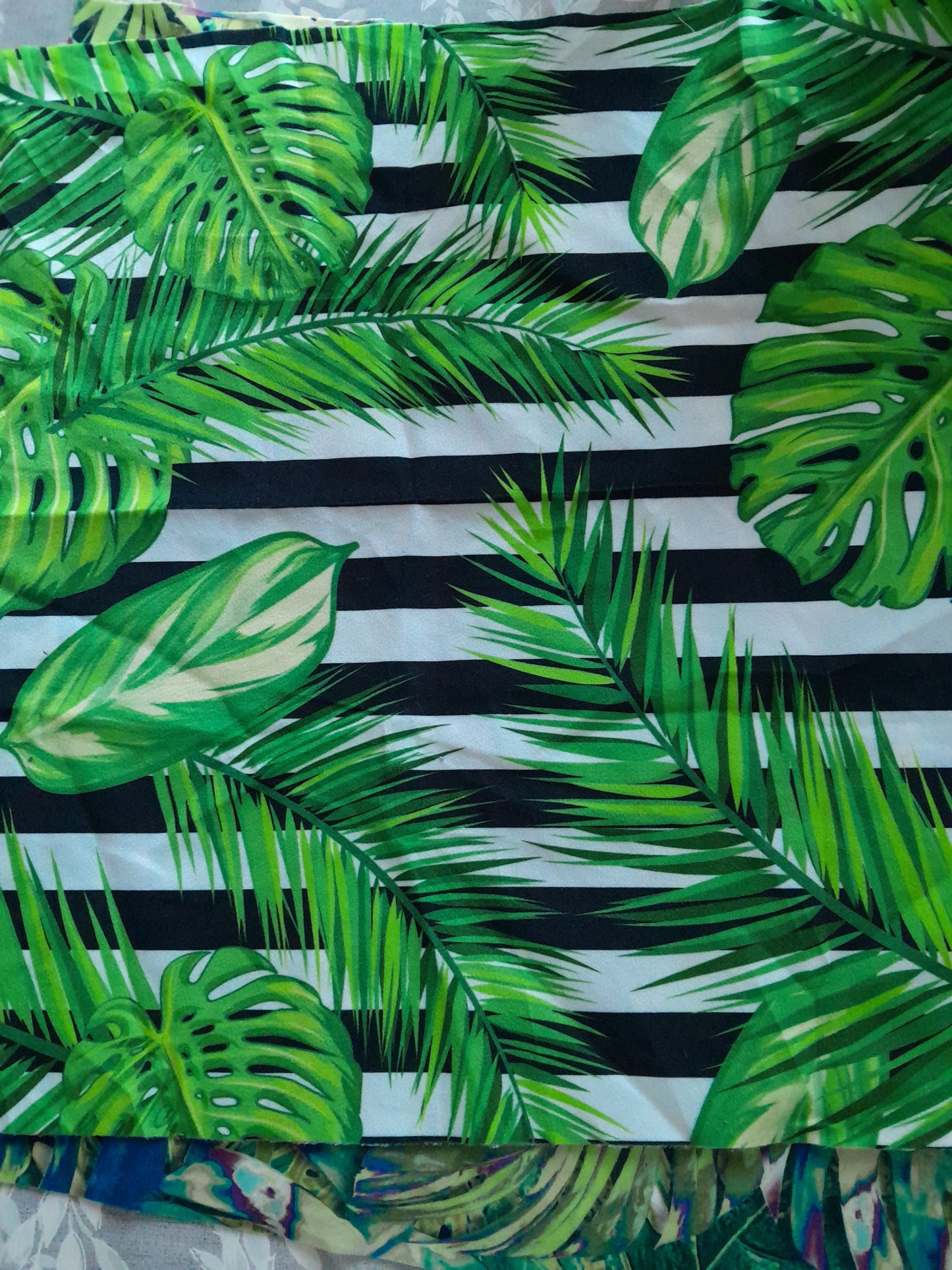 Destash Upholstery Velvet Plants and Stripes