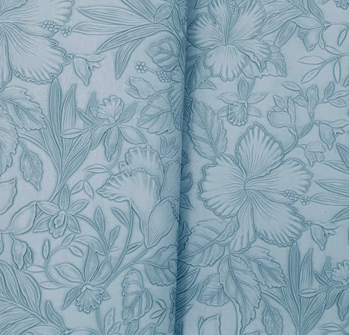 Floral Embossed Vinyl - Light Blue - FEVLB -45x130 cm