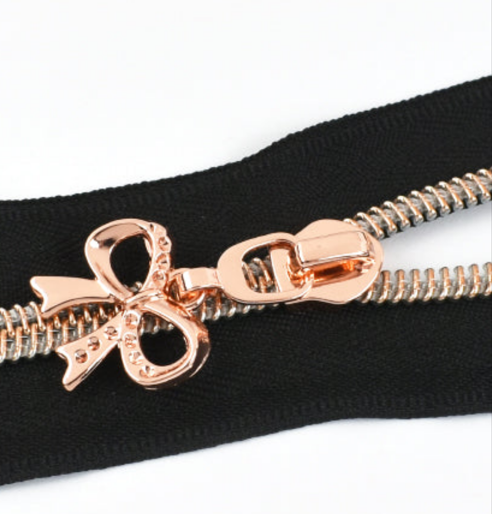 Bow - Rose Gold - #5 Nylon Tape Zipper Pull