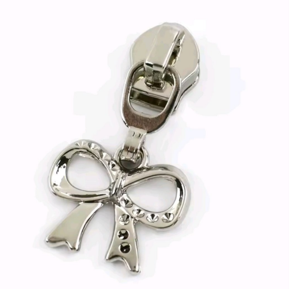 Bow - Silver - #5 Nylon Tape Zipper Pull