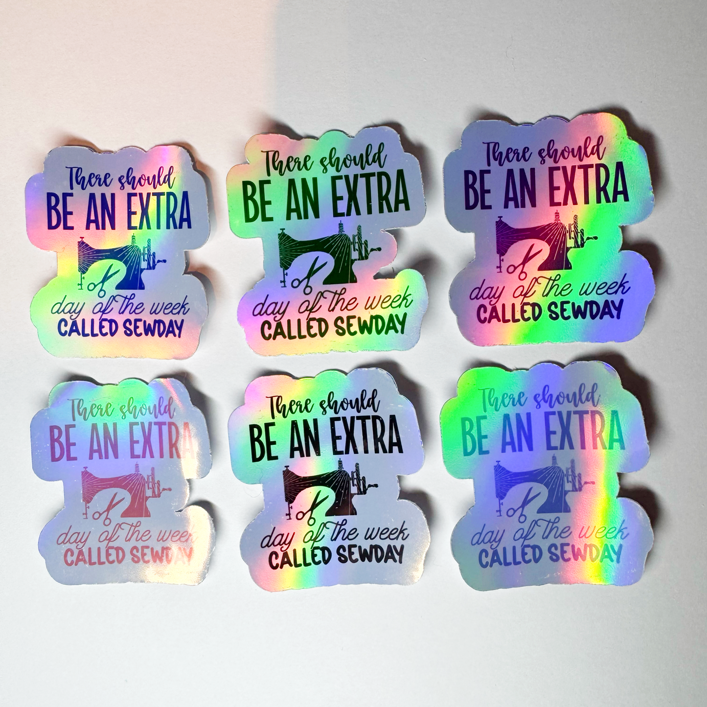 Holographic "Sewday" Sticker