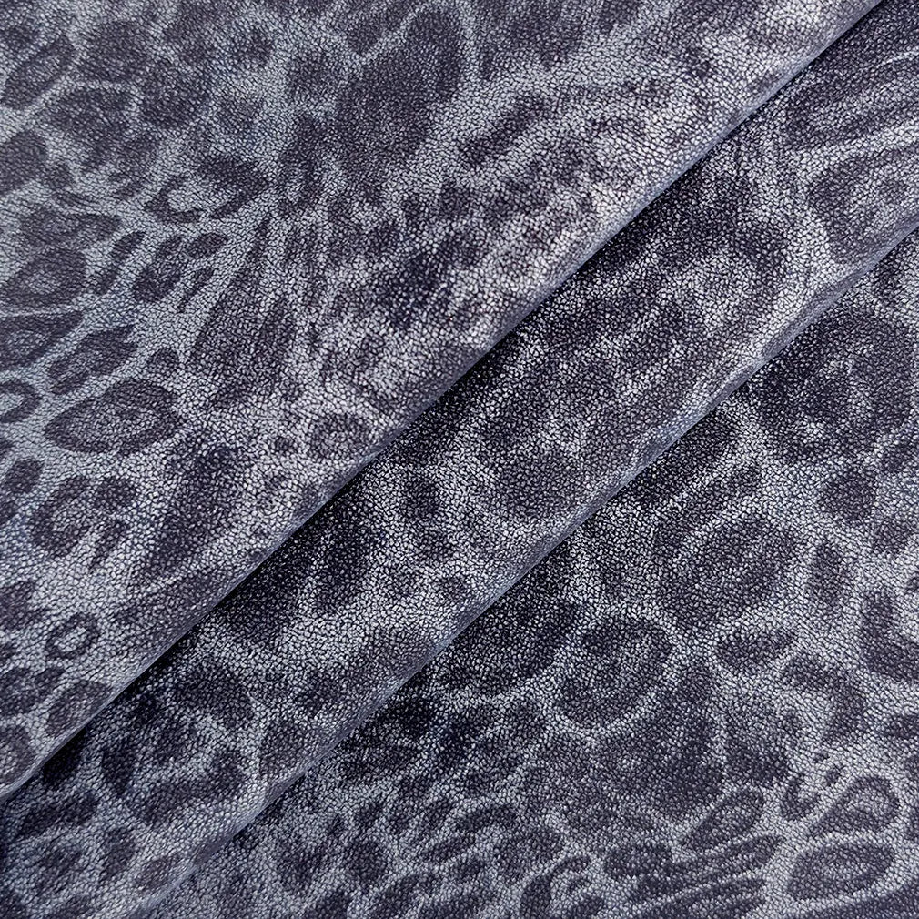 Faux Suede - Leopard - Blue Grey Shimmer -40cm x 130cm