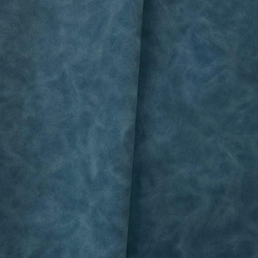 Havy Duty - Matt Marble Effect Faux Leather - Indigo Blue - 50cm x 140 cm