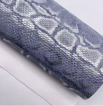 Metallic Snake Vinyl / Faux Leather - Blue - 30x130cm