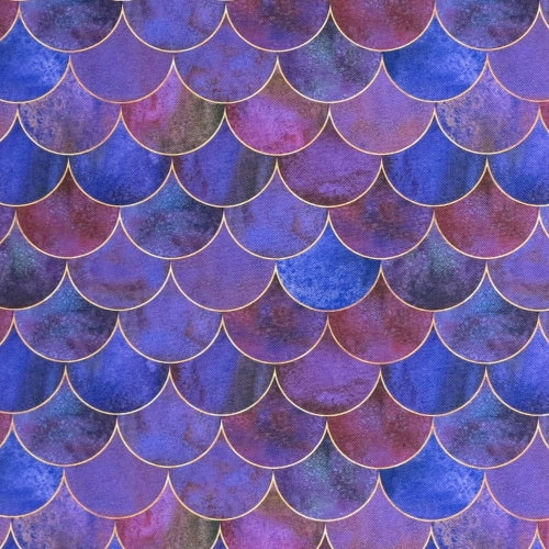 Waterproof Canvas - Purple Mermaid Scales - 50cm x 157 cm