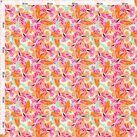 Printed Faux Leather - Colourful Butterflies -PFLCB - 50cm x 140cm