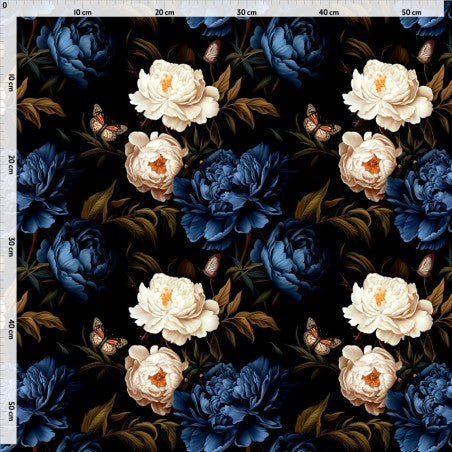 Exotic Flowers with Butterflies - Printed faux leather - 50 x 65 cm