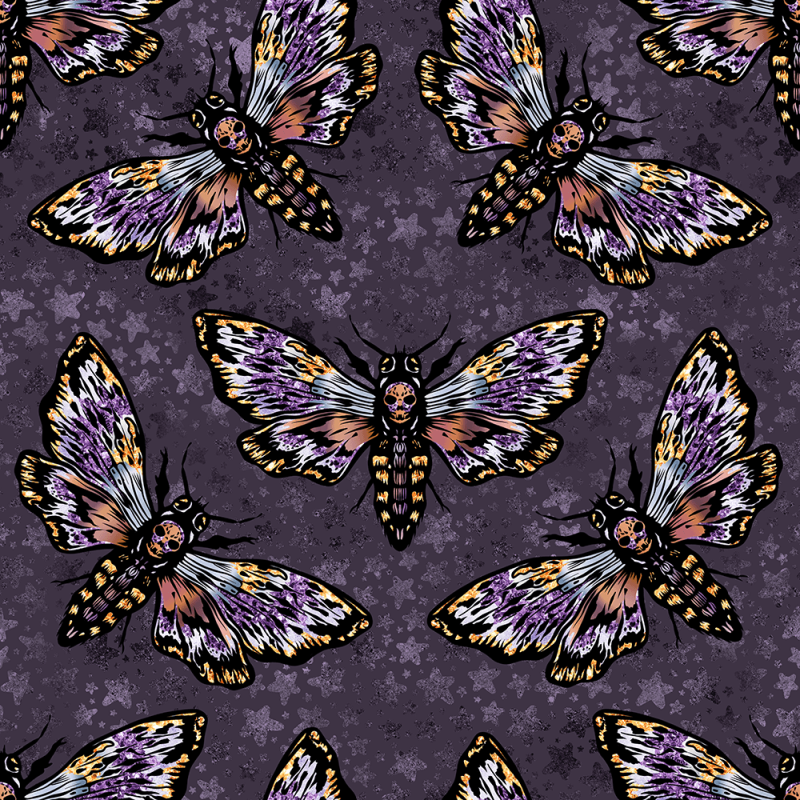 Fantasy Moths on Purple