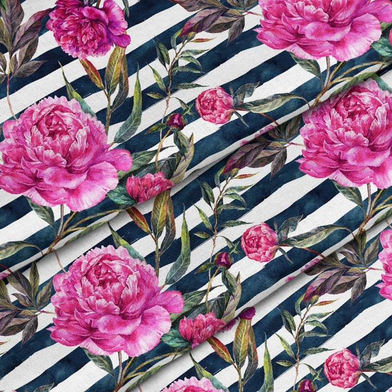 Peonies on Stripes