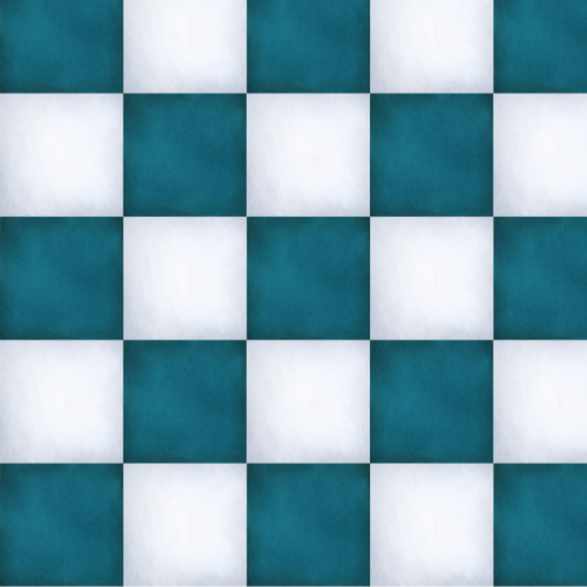 Pre-Order Waterproof Canvas  - Teal Check - 50cm x 157 cm