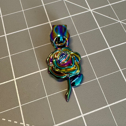 Rose - Rainbow - #5 Nylon Tape Zipper Pull - double sided