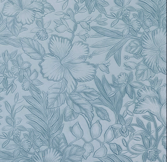 Floral Embossed Vinyl - Light Blue - FEVLB -45x130 cm