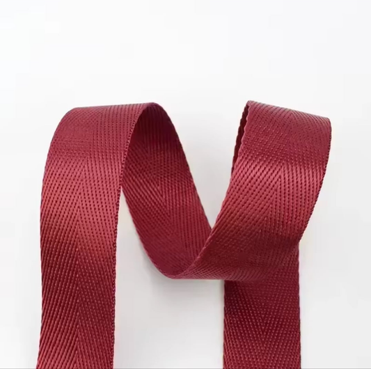 Nylon Webbing - 25mm wide- 1m - Wine Red
