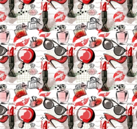 Waterproof Canvas  - Red and black make up - 50cm x 157 cm