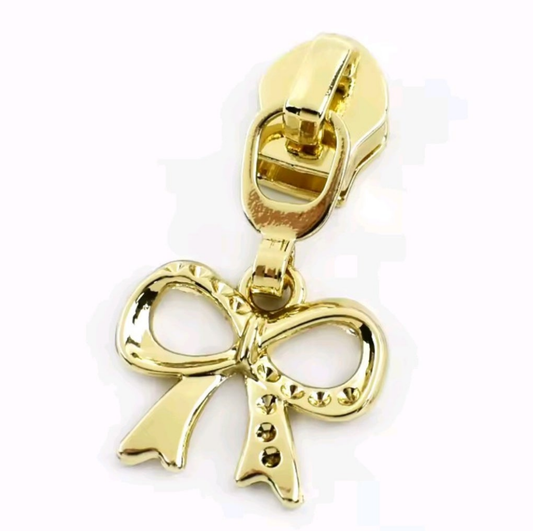 Bow - Light Gold - #5 Nylon Tape Zipper Pull