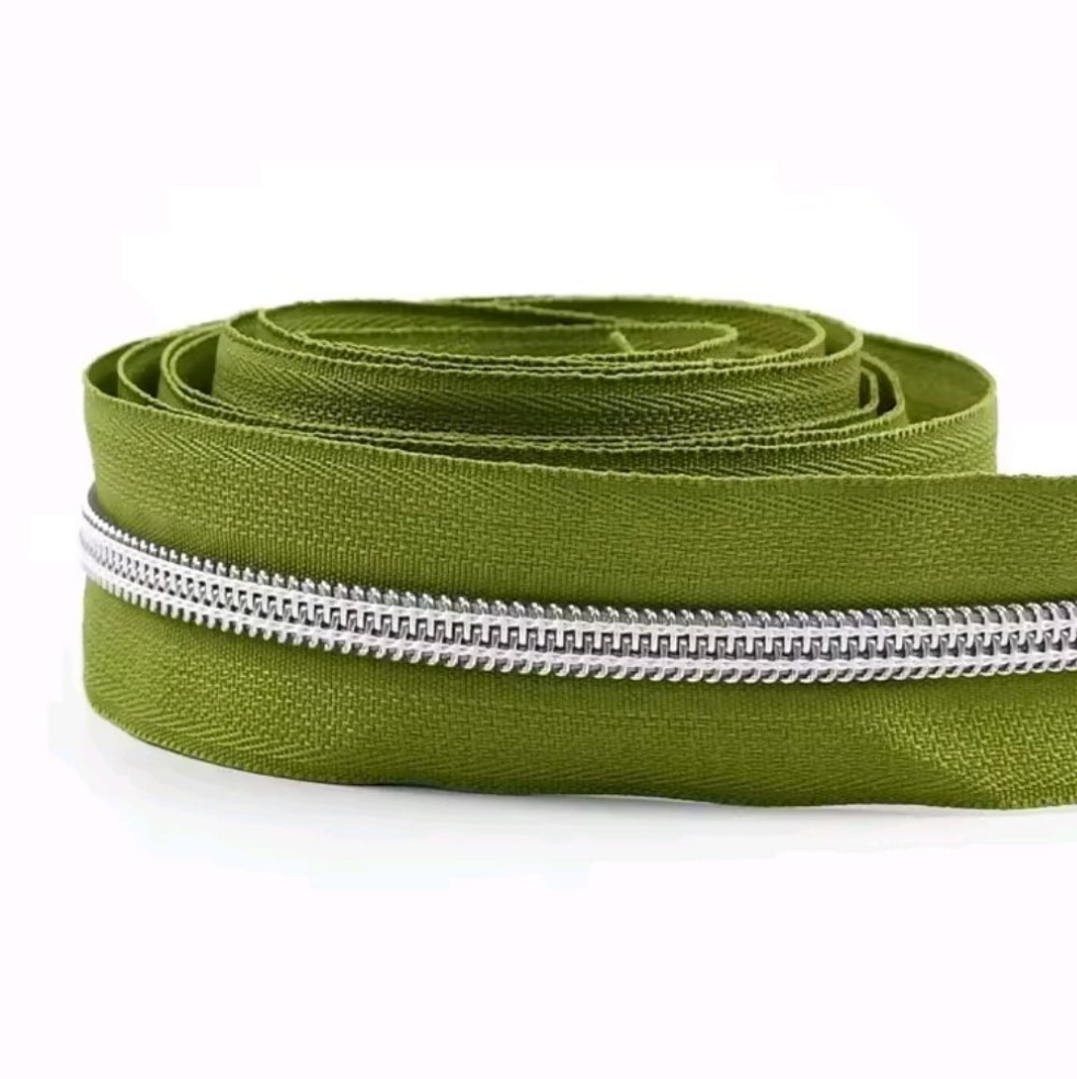 #5 Nylon Coil Zipper - 1m - Bad Apple Zipper with Silver Nylon Coil