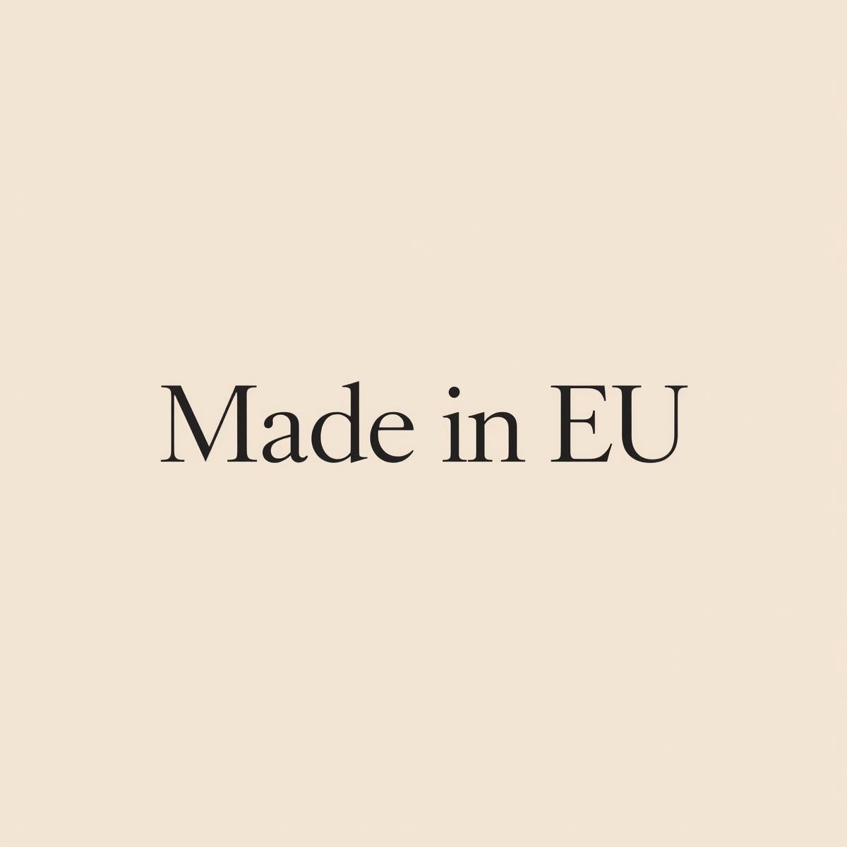 Text 'Made in EU' on a beige background