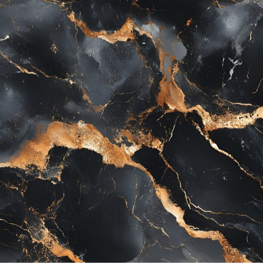 Marble pattern with gold veins on a dark background.