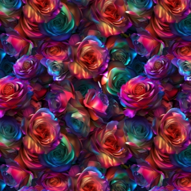Waterproof Canvas  - Rainbow Roses - 50cm x 157 cm