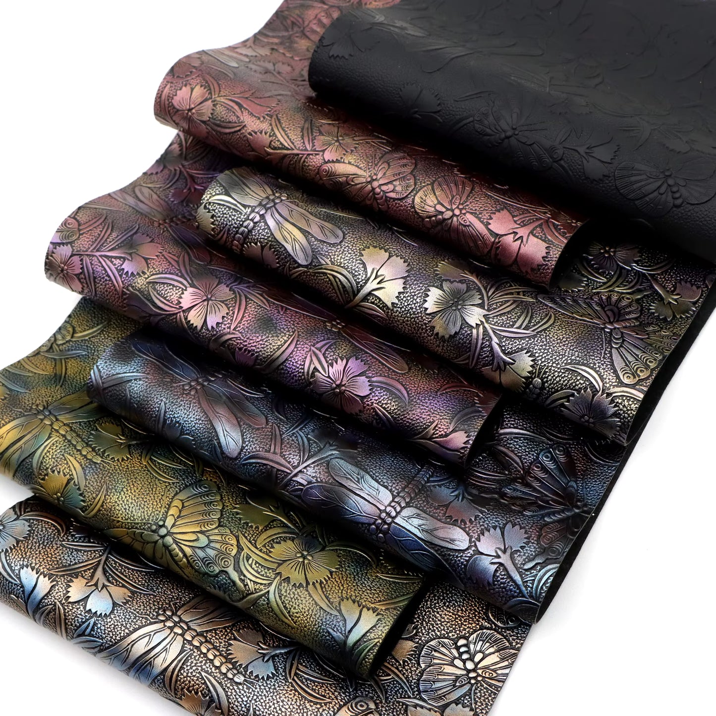 Pre-Order - Butterfly& Dragonfly Embossed Vinyl / Faux Leather -30x130cm - Choose Your Colour
