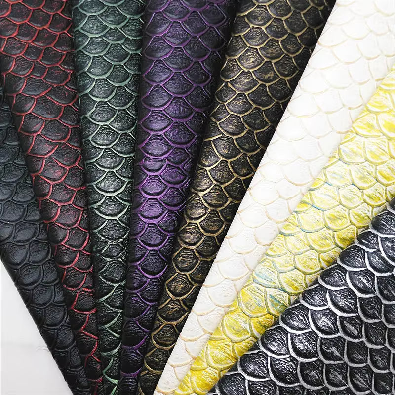 Pre-Order -  Embossed Scale Vinyl / Faux Leather -30x130cm - Choose Your Colour