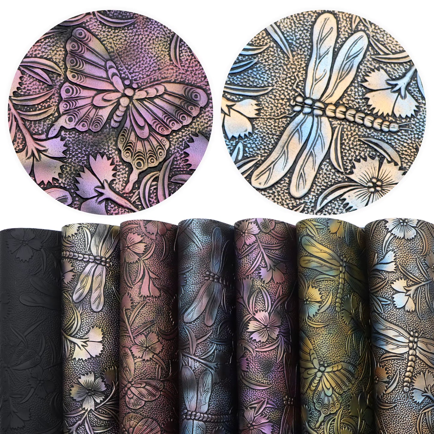 Pre-Order - Butterfly& Dragonfly Embossed Vinyl / Faux Leather -30x130cm - Choose Your Colour