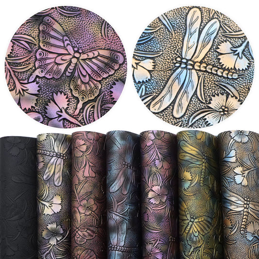 Pre-Order - Butterfly& Dragonfly Embossed Vinyl / Faux Leather -30x130cm - Choose Your Colour