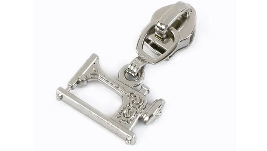 #5 nylon tape zipper pull - sewing machine - silver