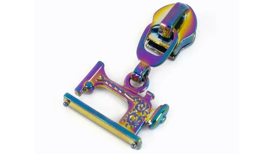 #5 nylon tape zipper pull - sewing machine - rainbow