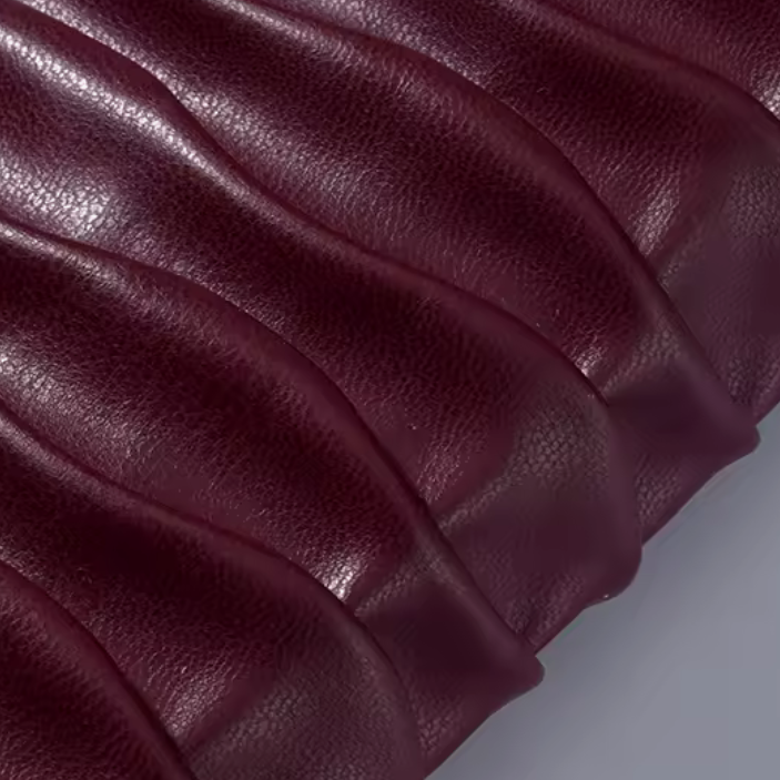 Pleated Wave Faux Leather - Maroon - 50cm x 135 cm