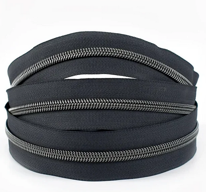 Black - Gunmetal coil - #5 Nylon Zipper Tape