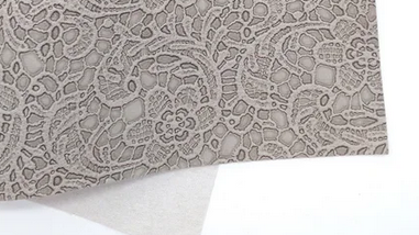 Lace Embossed PU Faux Leather - 30cm x 130 cm - grey