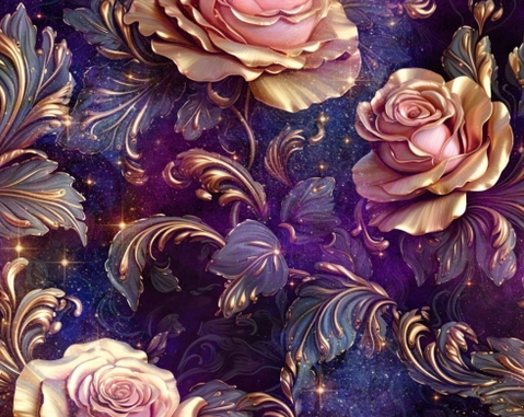 Waterproof Canvas  - Fairytale Roses - 50cm x 157 cm