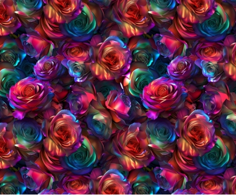 Waterproof Canvas  - Rainbow Roses - 50cm x 157 cm
