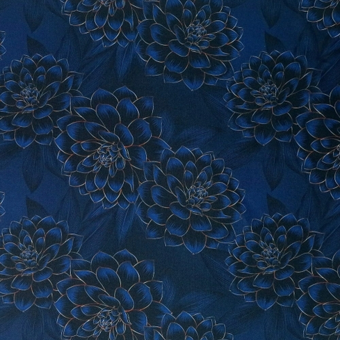 Waterproof Canvas  - small print Blue Floral - 50cm x 157 cm
