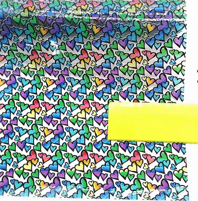 Clear Vinyl -26 - Rainbow Hearts - 30x130 cm