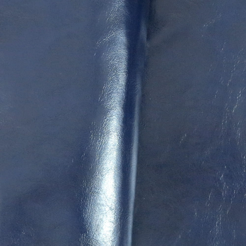 Heavy Faux Leather  - Shiny Side Up - Dark Blue - 50cm x 140cm