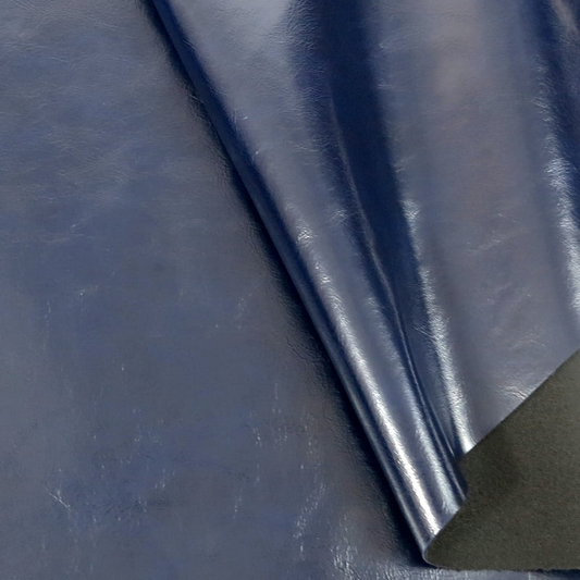Heavy Faux Leather  - Shiny Side Up - Dark Blue - 50cm x 140cm