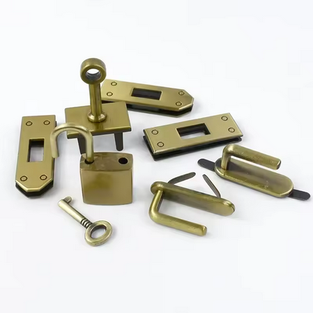 45mm Designer Style Bag Lock Set - Antique Gold / Brass
