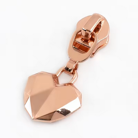 Geometric Heart - Rose Gold - #5 Nylon Tape Zipper Pull