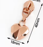Geometric Heart - Rose Gold - #5 Nylon Tape Zipper Pull