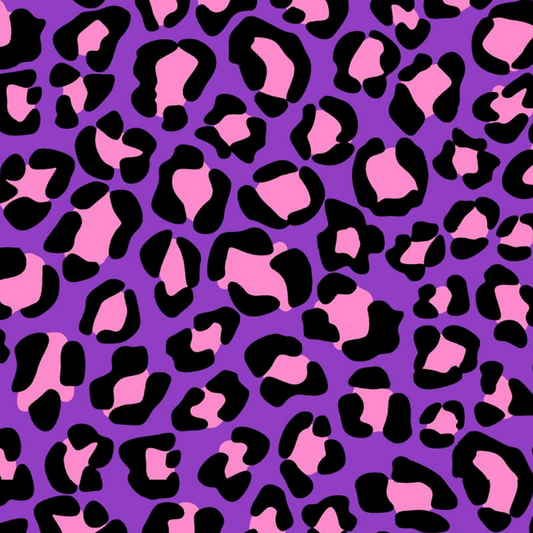 Waterproof Canvas  - Pink & Purple Leopard - 50cm x 157 cm