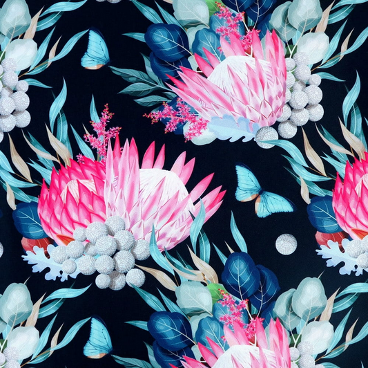 Pre-Order Waterproof Canvas  - Pink Protea - 50cm x 157 cm
