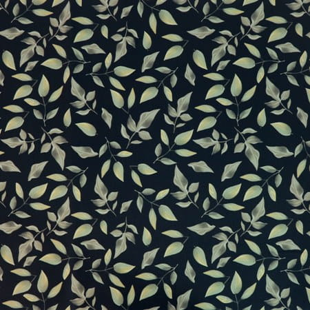 Pre-Order Waterproof Canvas  - Leaves Black - 50cm x 157 cm
