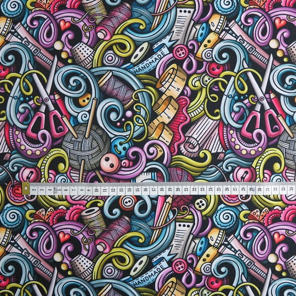 Waterproof Canvas  - Colourful Sewing - 50cm x 157 cm