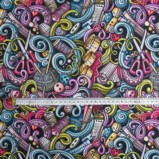 Waterproof Canvas  - Colourful Sewing - 50cm x 157 cm