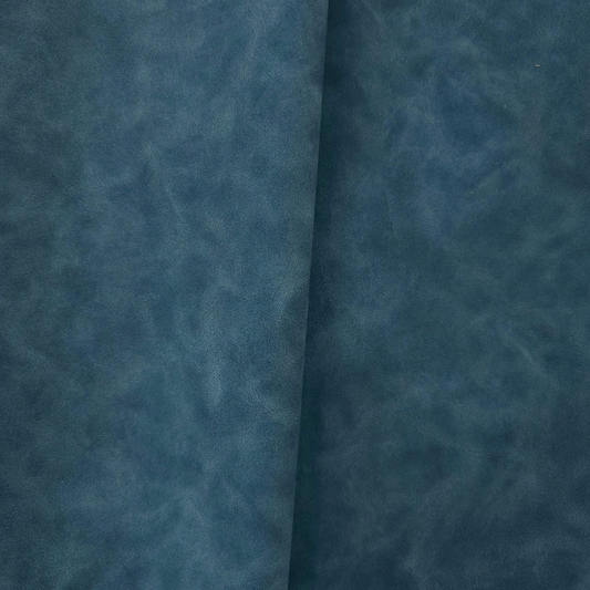 Havy Duty - Matt Marble Effect Faux Leather - Indigo Blue - 50cm x 140 cm