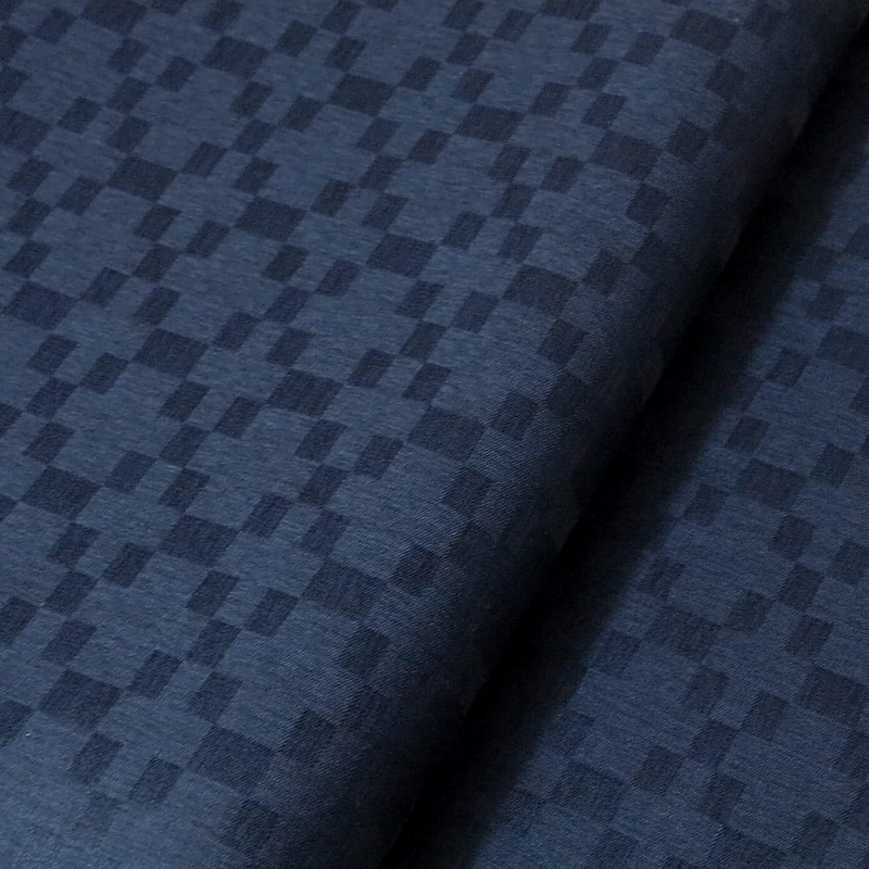 Waterproof Jacquard-like Fabric - Navy Geometric - 50cm x 150 cm