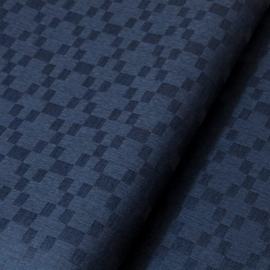 Waterproof Jacquard-like Fabric - Navy Geometric - 50cm x 150 cm